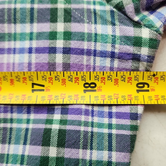 Ralph Lauren Mens Slim Fit Stretch Oxford Shirt Purple Green Plaid Small S - Picture 7 of 8